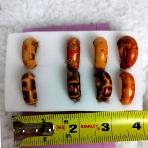 Unbranded Lightweight Printed Pattern Band Rings Brown Tan Set of 3